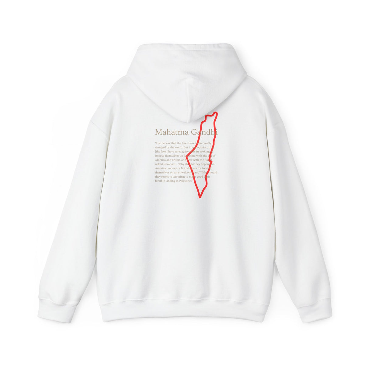 Hoodie — Mahatma Gandhi Quote with Red Palestine Map Outline