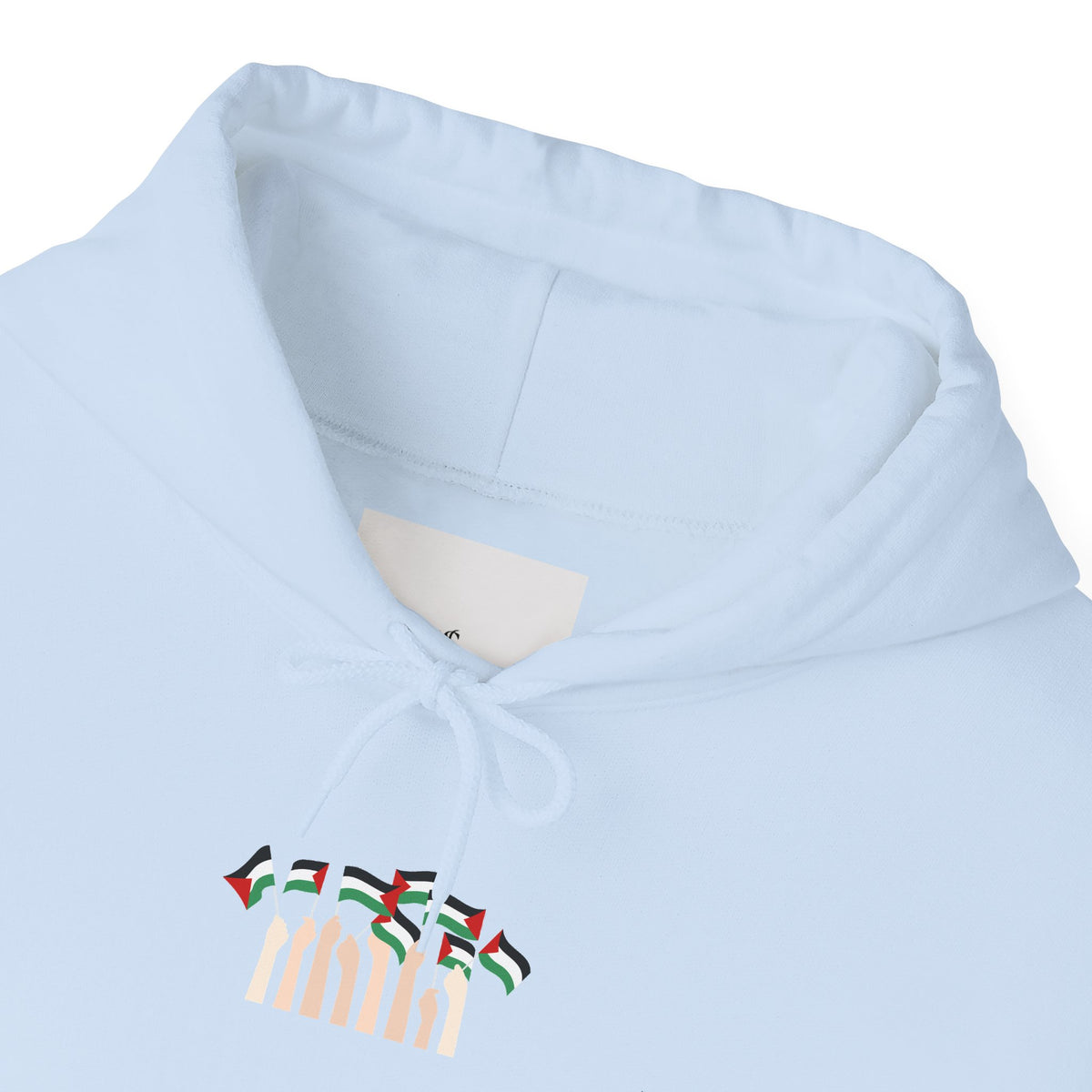 Minimal 'Calm' Palestine Flag Hoodie — Small Center Graphic