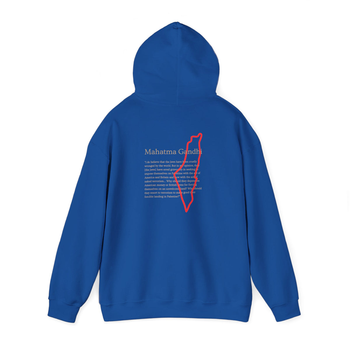 Hoodie — Mahatma Gandhi Quote with Red Palestine Map Outline