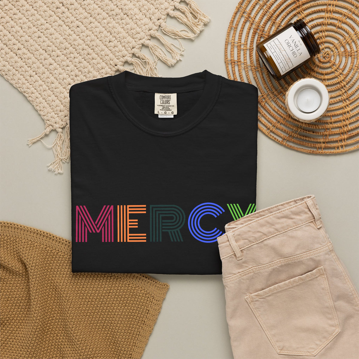 Mercy Multi Color Letters T-Shirt