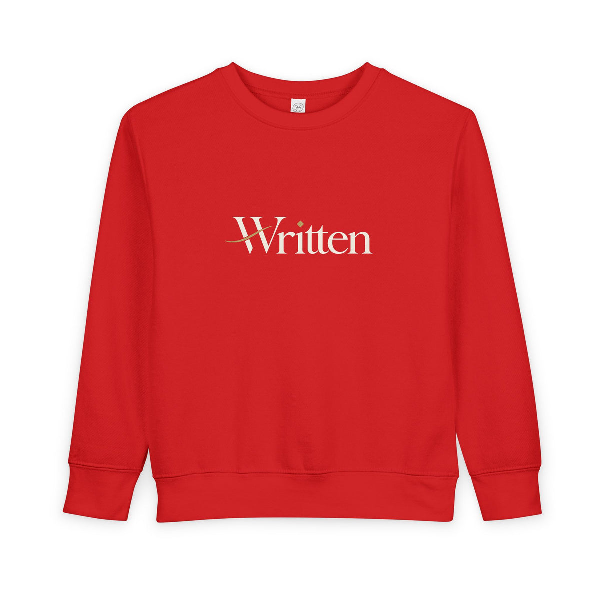 Toddler Sweatshirt - "Written" Minimalist Kids Crewneck, Cozy Gray Graphic Sweater for Little Readers & Writers