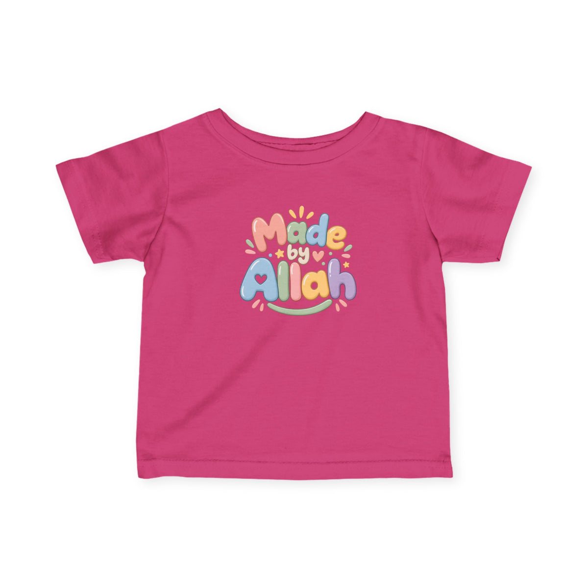 Infant Tee — "Made by Allah" Pastel Baby Shirt