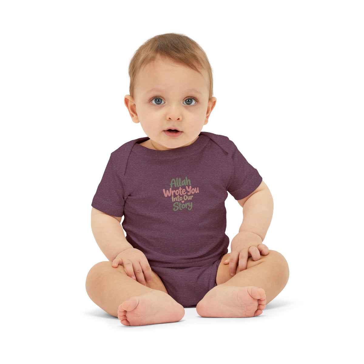 Infant Onesie "Allah Wrote You Into Our Story" – Muslim Baby Bodysuit