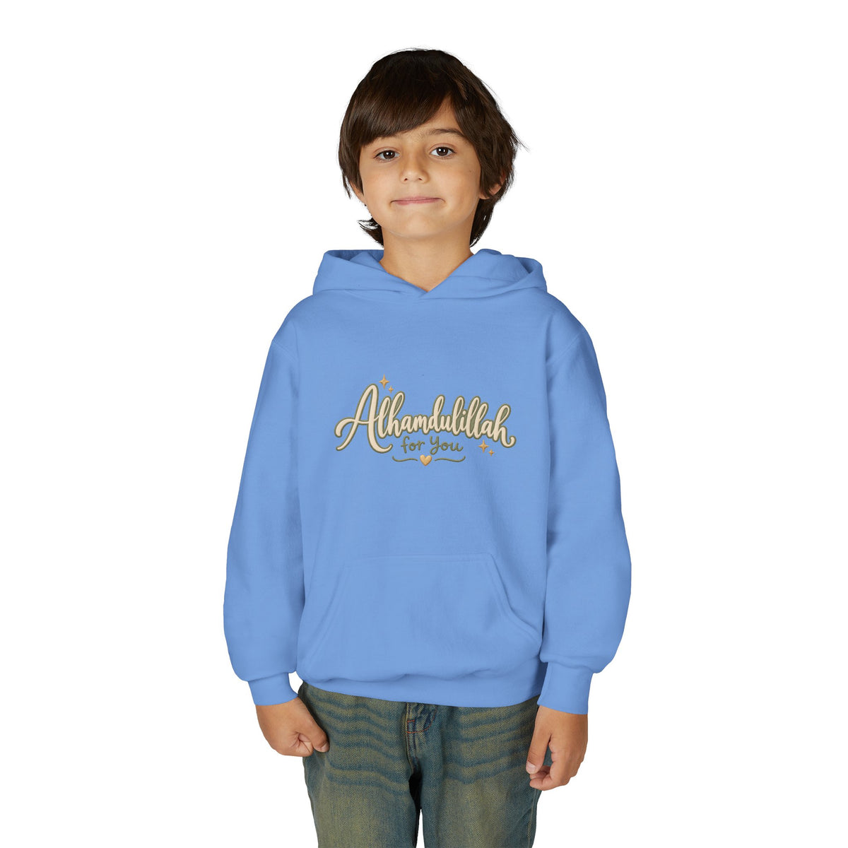 Youth Hoodie – “Alhamdulillah for You” Script Design (Islamic Gratitude Gift)