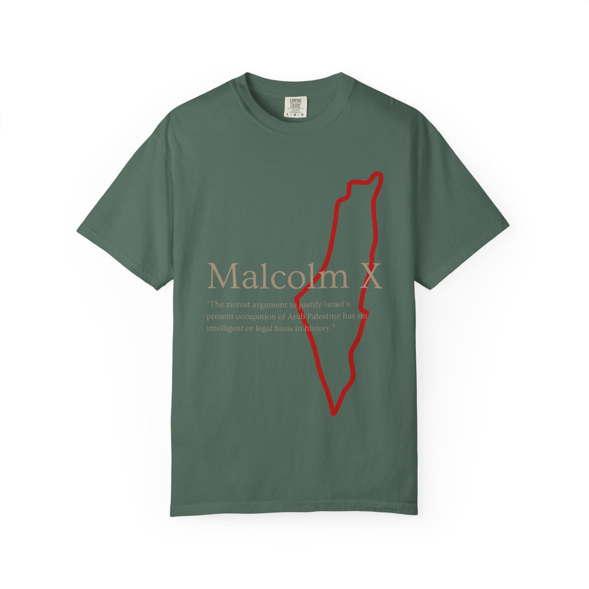 Malcolm X Palestine Quote Outline T-Shirt — Minimalist Palestine Solidarity Tee