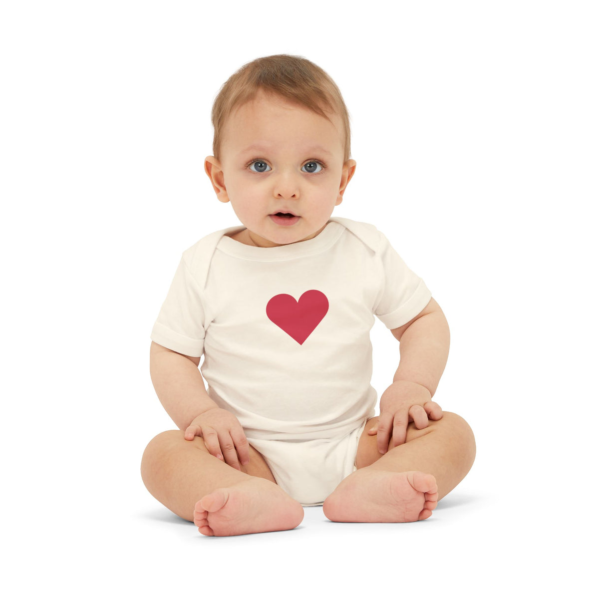 Infant One-Piece Bodysuit with Red Heart — Cute Baby Valentine or Everyday Gift