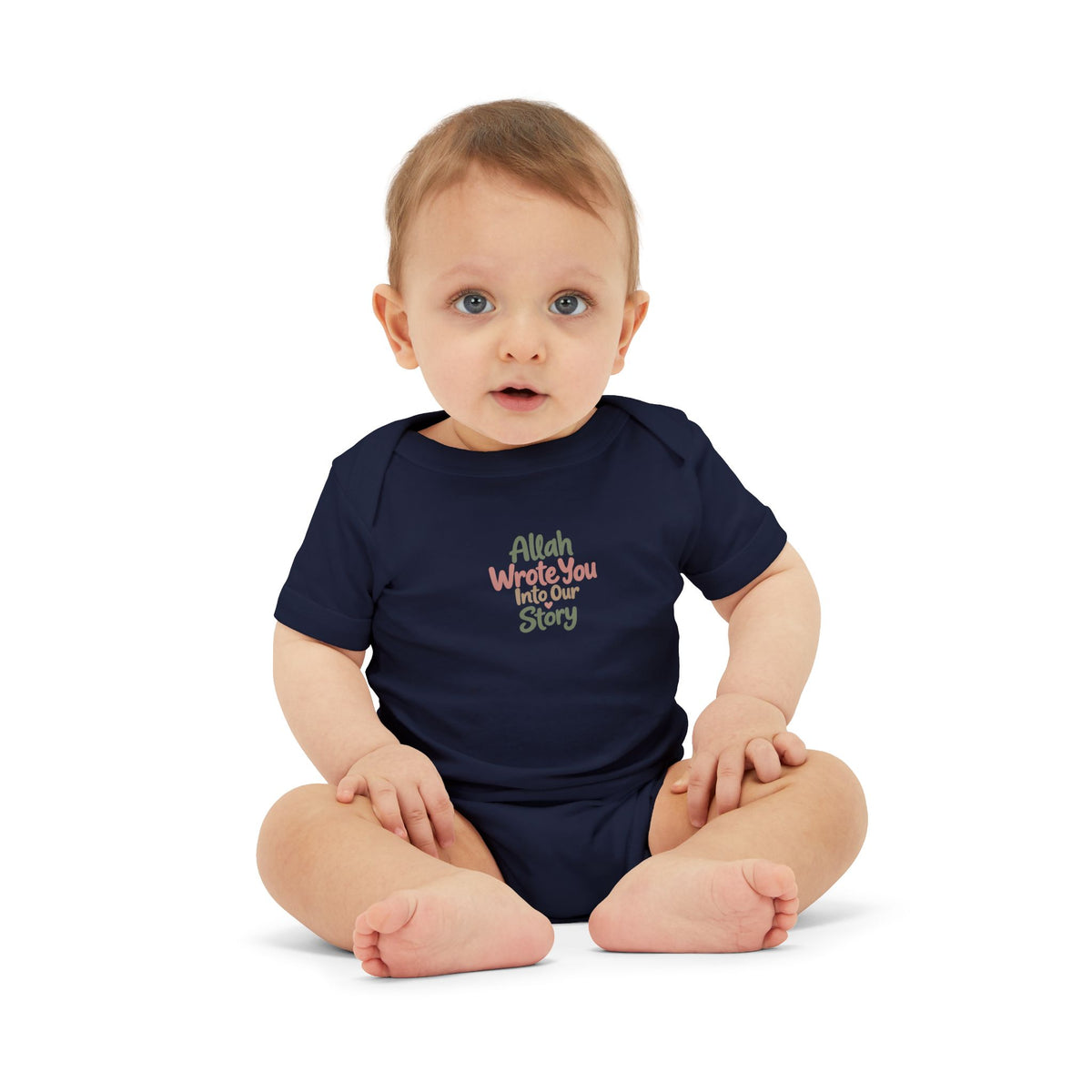 Infant Onesie "Allah Wrote You Into Our Story" – Muslim Baby Bodysuit