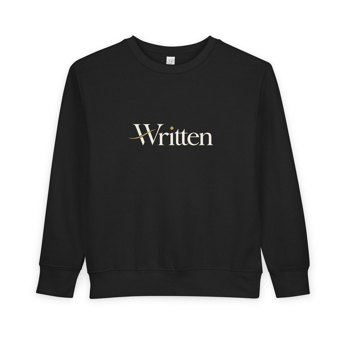 Toddler Sweatshirt - "Written" Minimalist Kids Crewneck, Cozy Gray Graphic Sweater for Little Readers & Writers