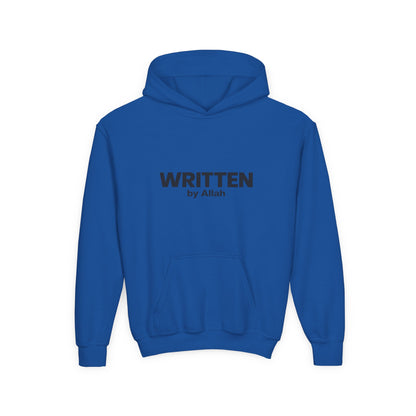 Youth Hoodie — "WRITTEN by Allah" Minimal Islamic Faith Pullover