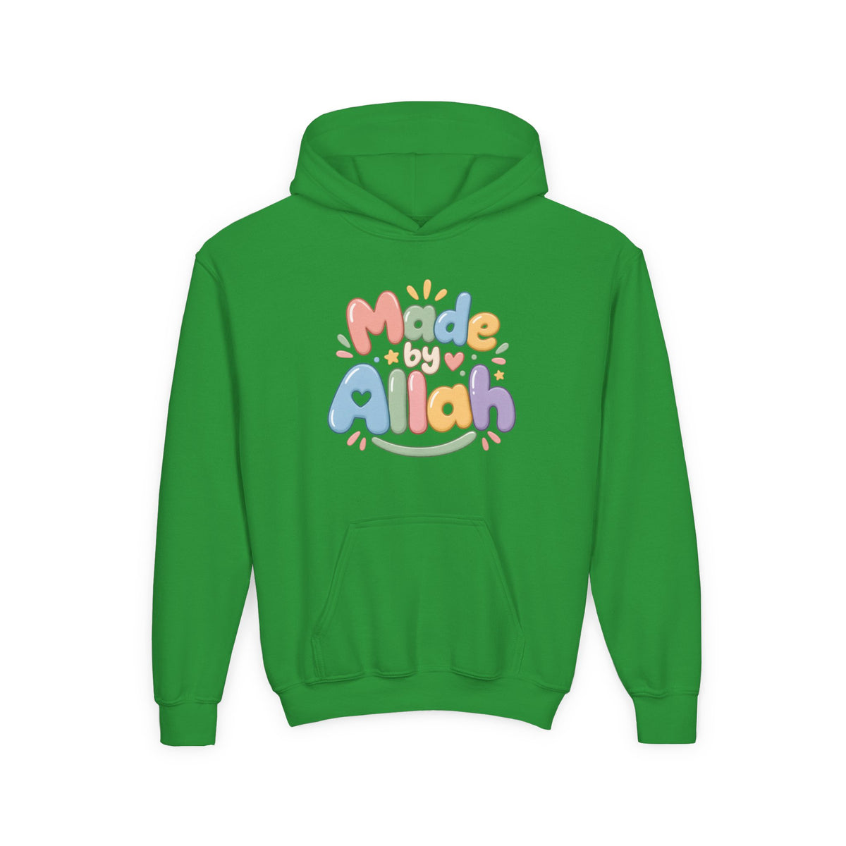 Youth Hoodie — "Made by Allah" Pastel Kids Islamic Pullover