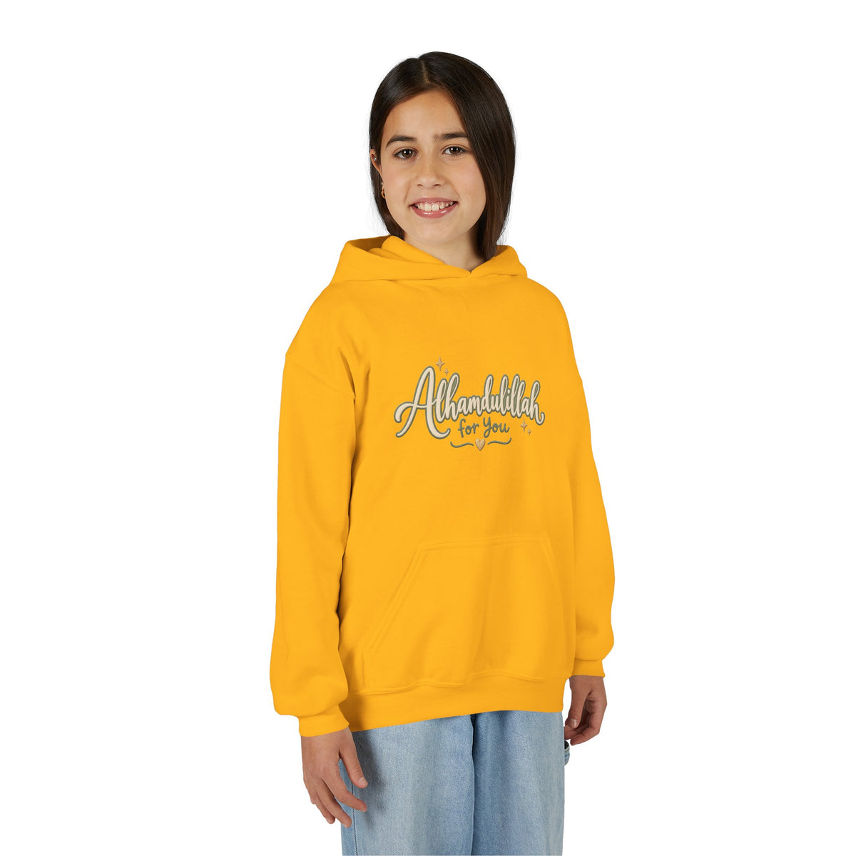 Youth Hoodie – “Alhamdulillah for You” Script Design (Islamic Gratitude Gift)