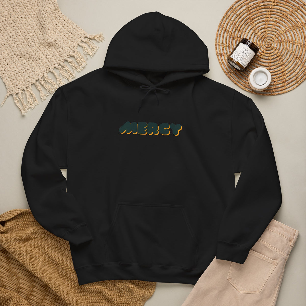Mercy Retro Bubble Hoodie — Vintage-Inspired Mercy Graphic Sweatshirt