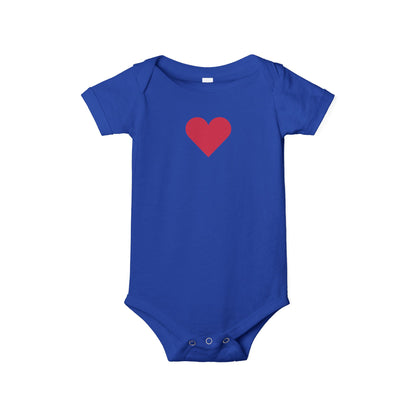 Infant One-Piece Bodysuit with Red Heart — Cute Baby Valentine or Everyday Gift