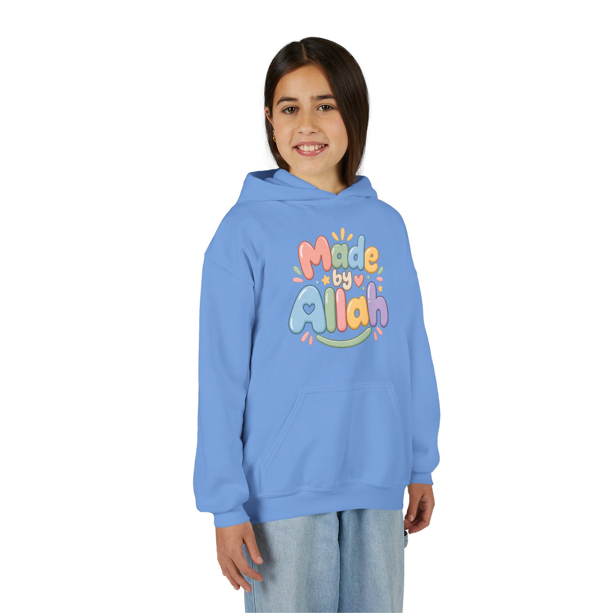 Youth Hoodie — "Made by Allah" Pastel Kids Islamic Pullover