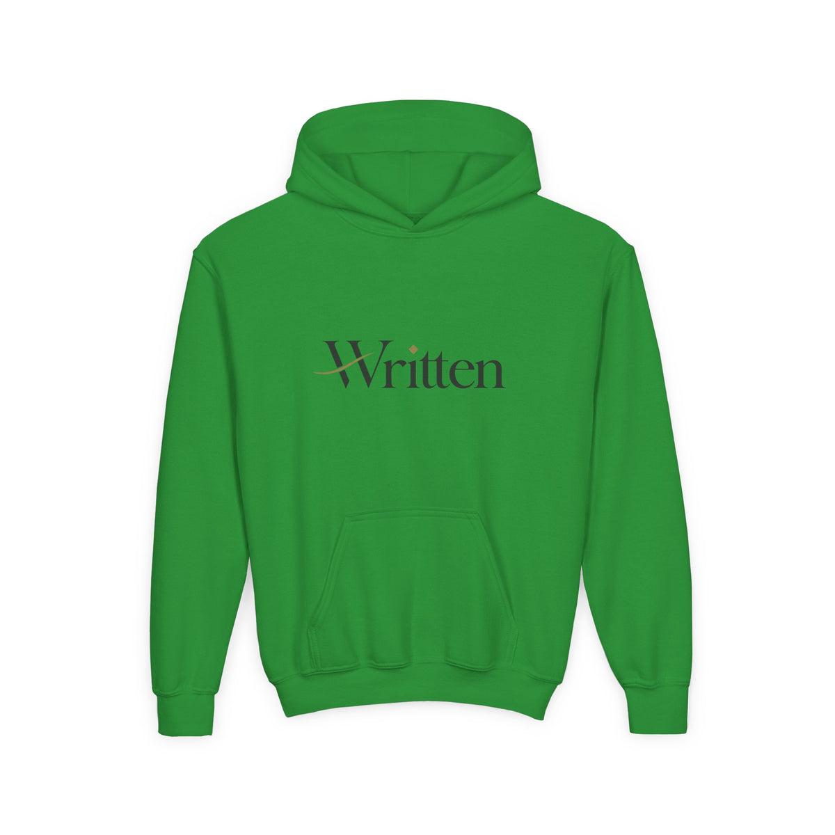 Youth Hoodie — Minimal "Written" Graphic Pullover for Young Writers & Readers
