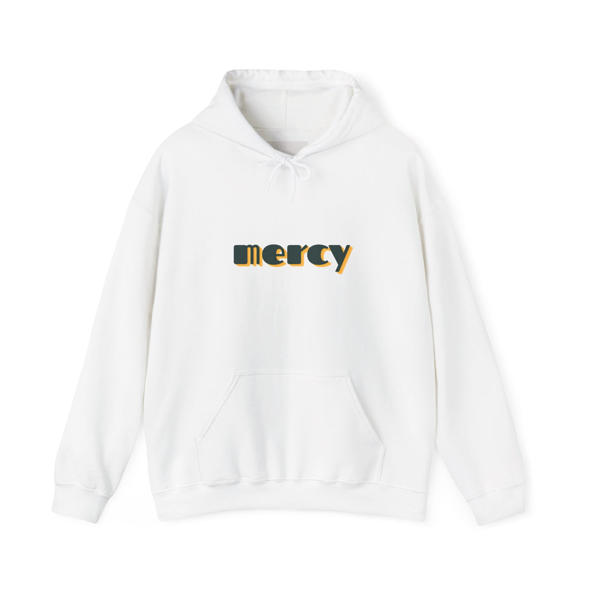 Mercy Retro Text Hoodie — Minimal Spiritual Comfort Sweatshirt