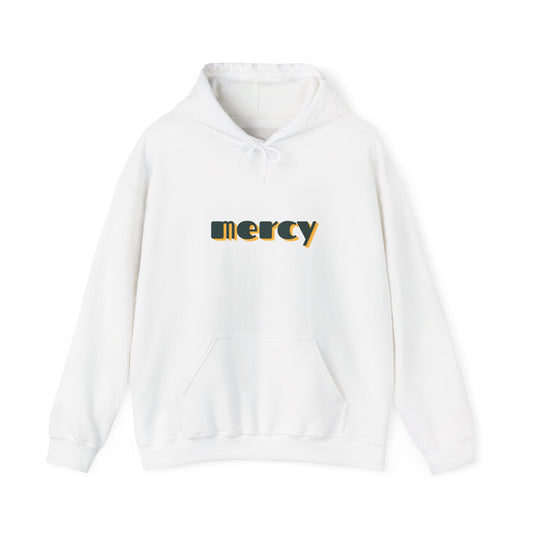 Mercy Retro Text Hoodie — Minimal Spiritual Comfort Sweatshirt