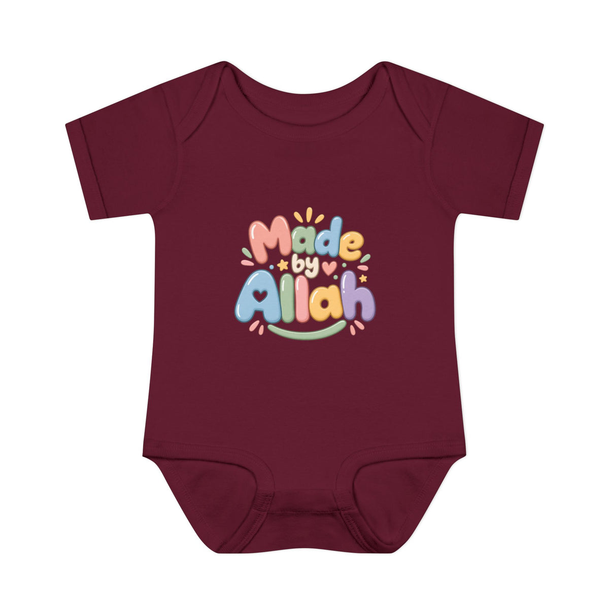 Made by Allah Baby Bodysuit — Pastel Islamic Newborn Onesie