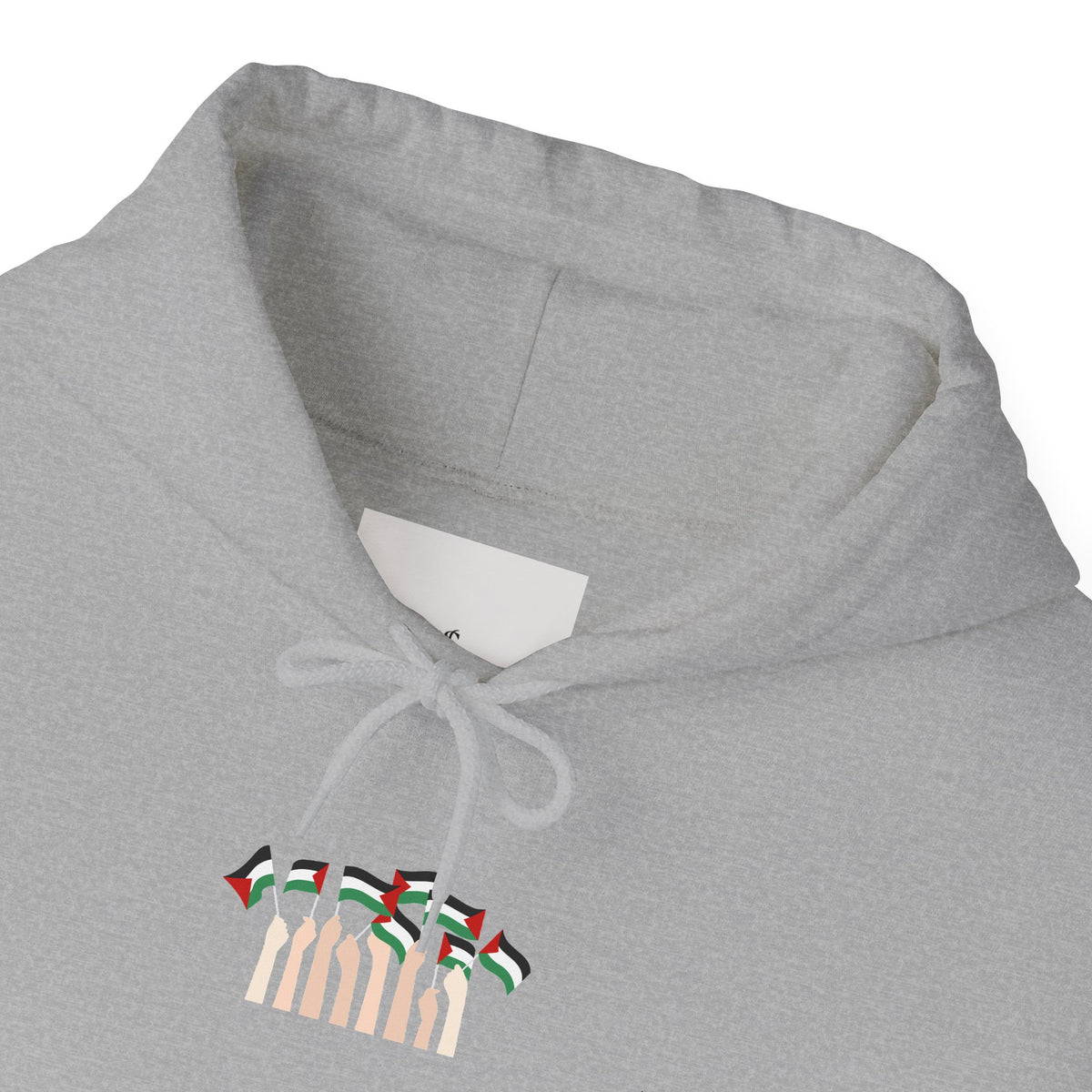 Minimal 'Calm' Palestine Flag Hoodie — Small Center Graphic