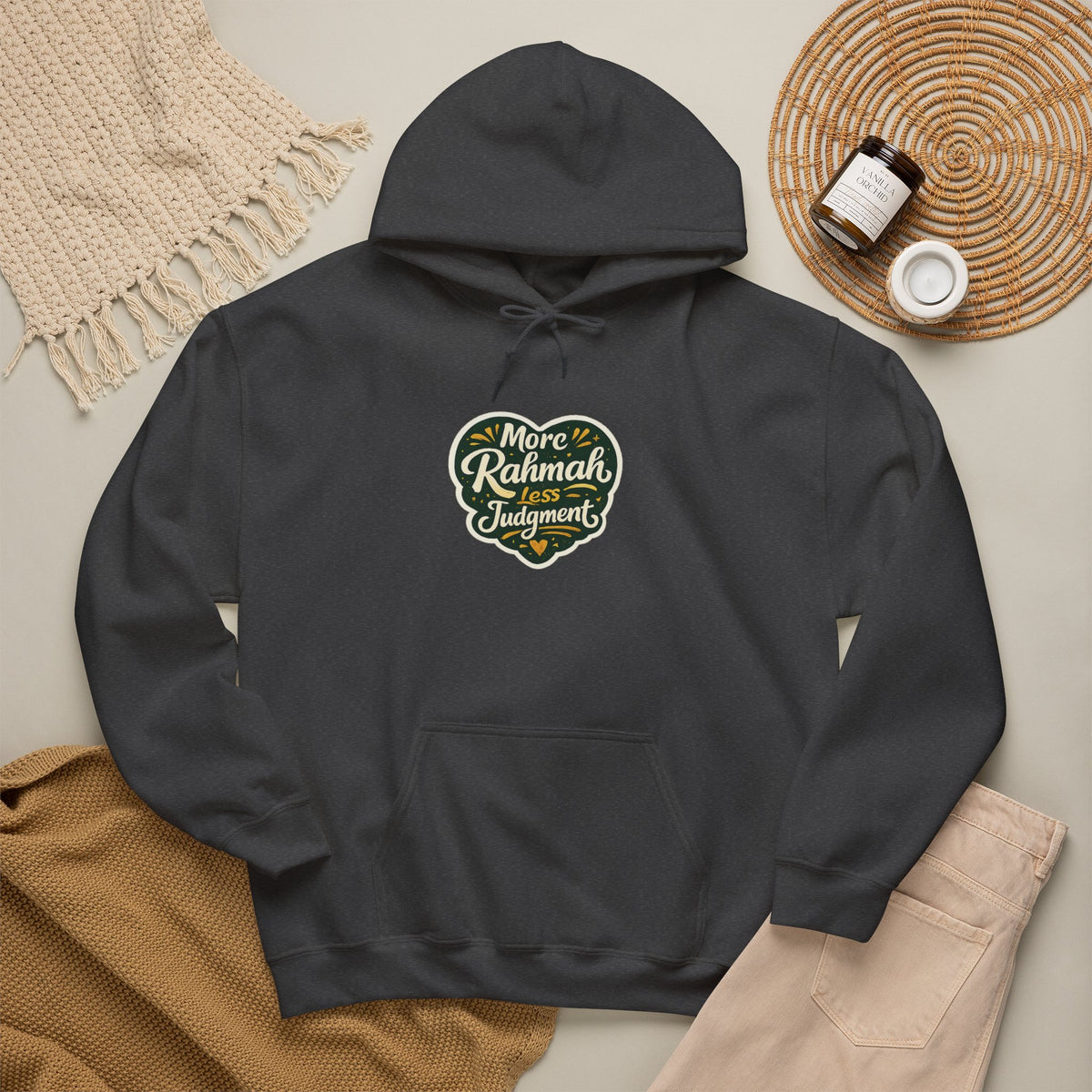 Hoodie — “More Rahmah Less Judgment” Inspirational Islamic Comfort Hoodie