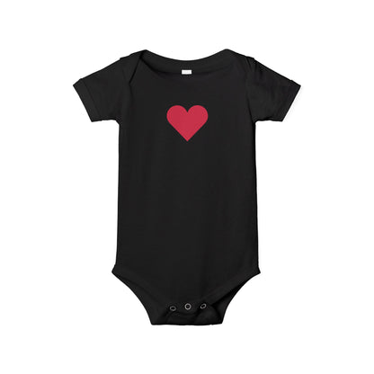 Infant One-Piece Bodysuit with Red Heart — Cute Baby Valentine or Everyday Gift