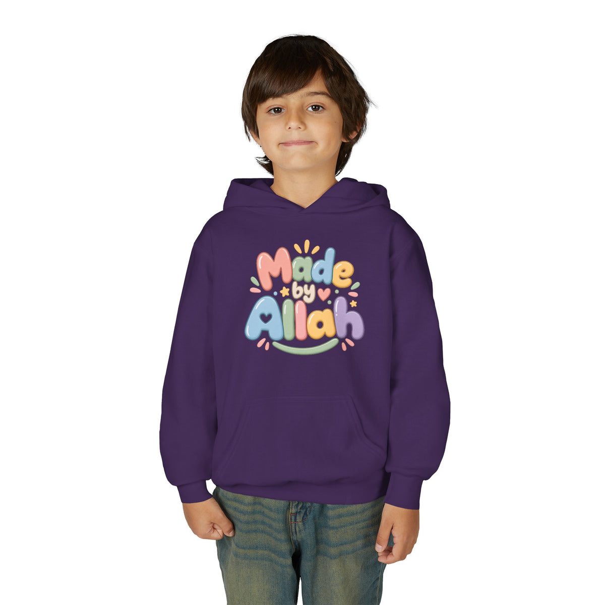 Youth Hoodie — "Made by Allah" Pastel Kids Islamic Pullover