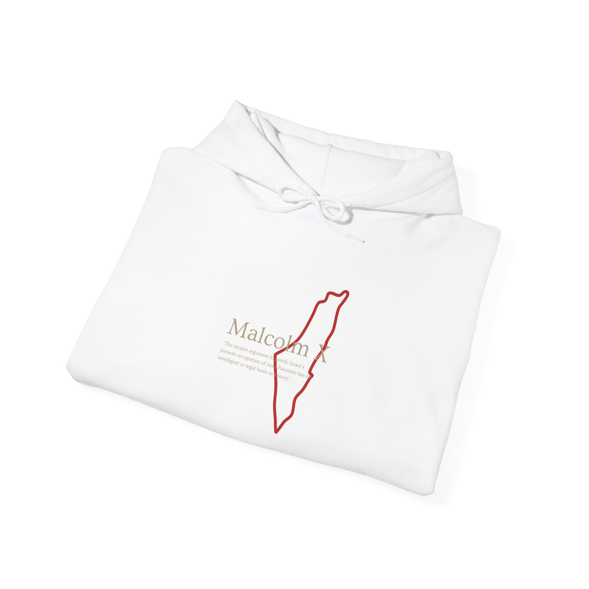 Malcolm X Palestine Quote and Map Hoodie – Minimalist Line Art Map Pullover