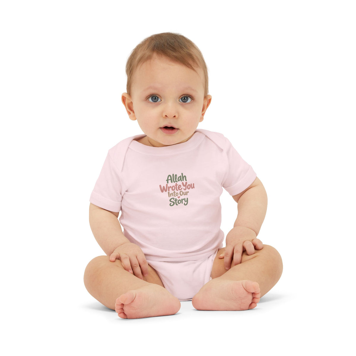 Infant Onesie "Allah Wrote You Into Our Story" – Muslim Baby Bodysuit
