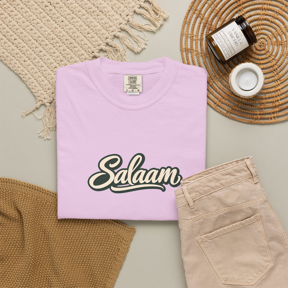 Salaam Script T-Shirt — Casual Islamic Greeting Tee