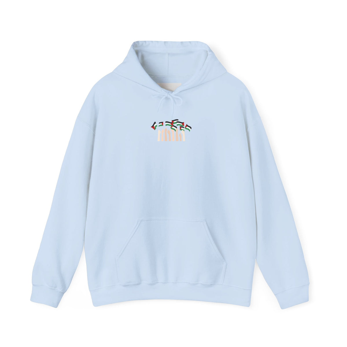 Minimal 'Calm' Palestine Flag Hoodie — Small Center Graphic