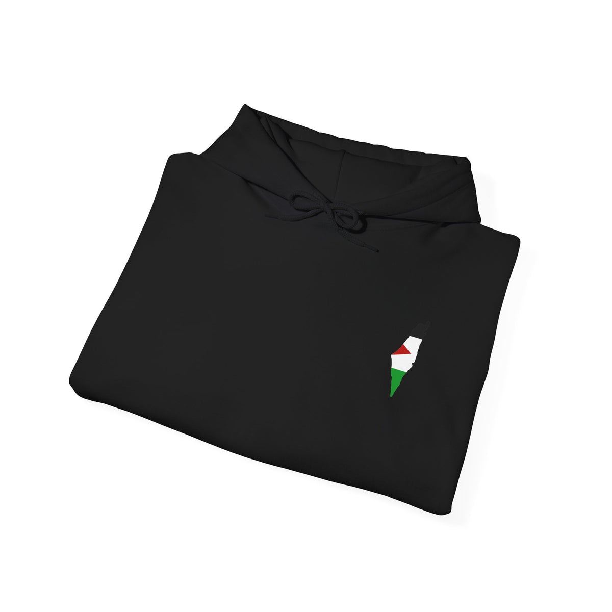 Minimalist Palestinian Flag Hoodie – Small Chest Emblem
