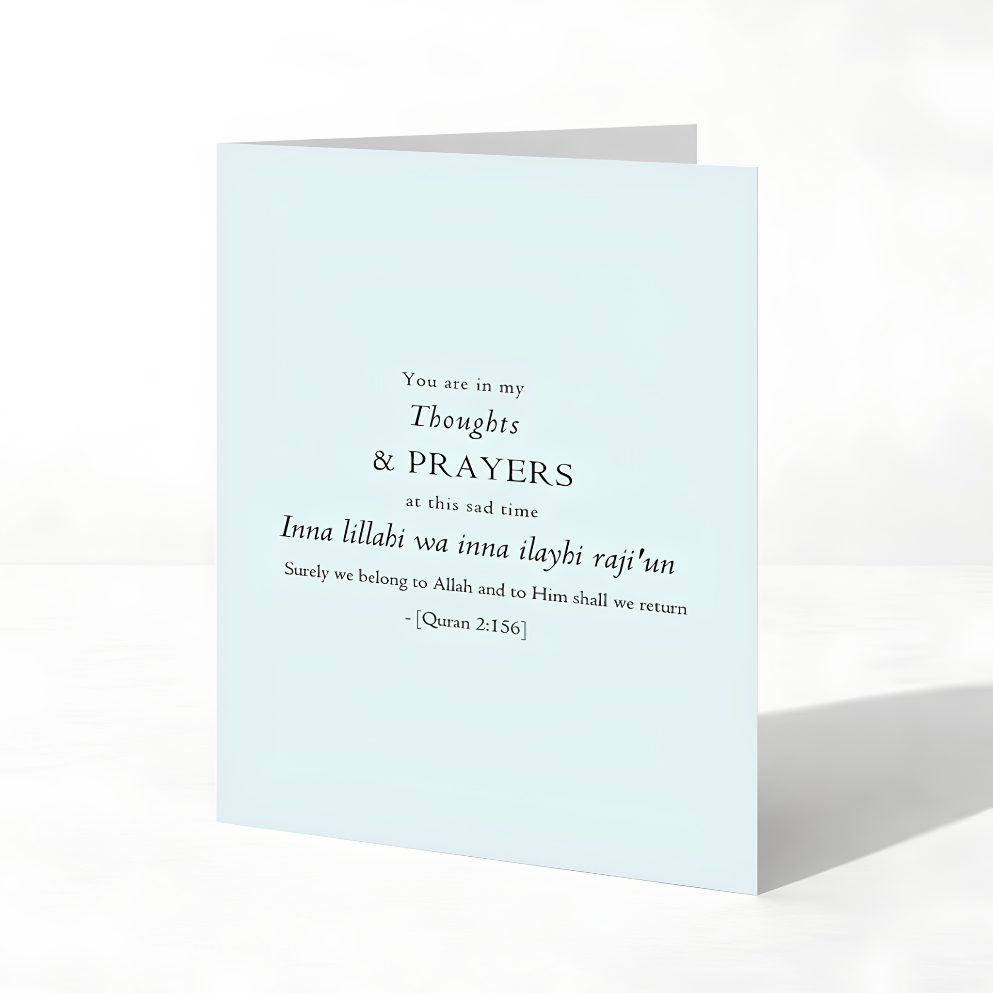 Islamic Sympathy Card – Thoughts & Prayers | Islamic Condolence Greeting Card