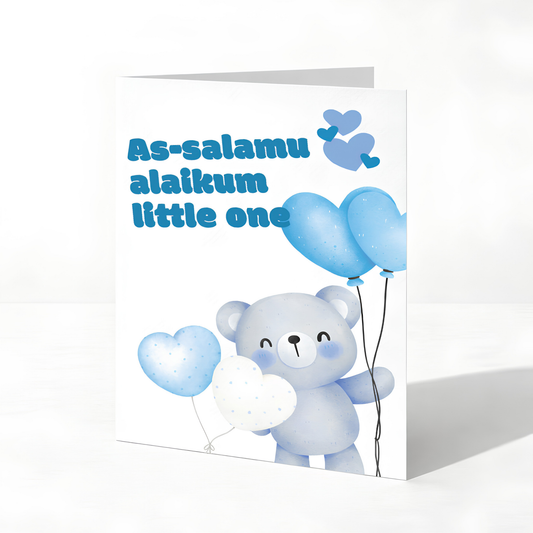As-salamu Alaikum Little One | Baby Boy Islamic Greeting Card | New baby Card