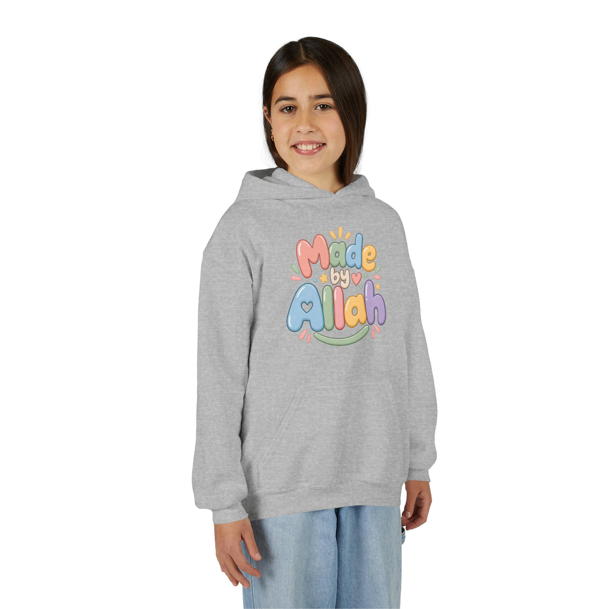 Youth Hoodie — "Made by Allah" Pastel Kids Islamic Pullover