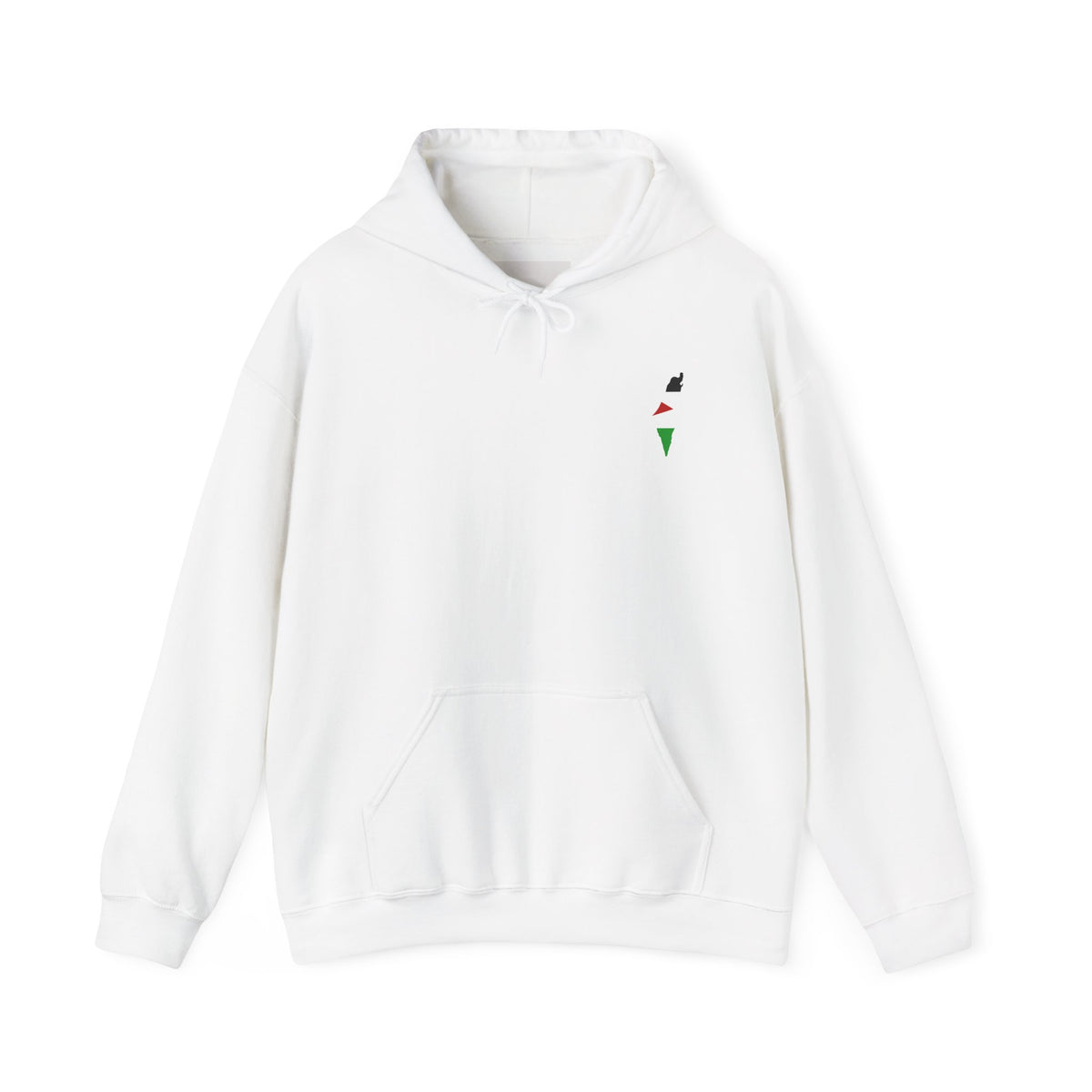 Minimalist Palestinian Flag Hoodie – Small Chest Emblem