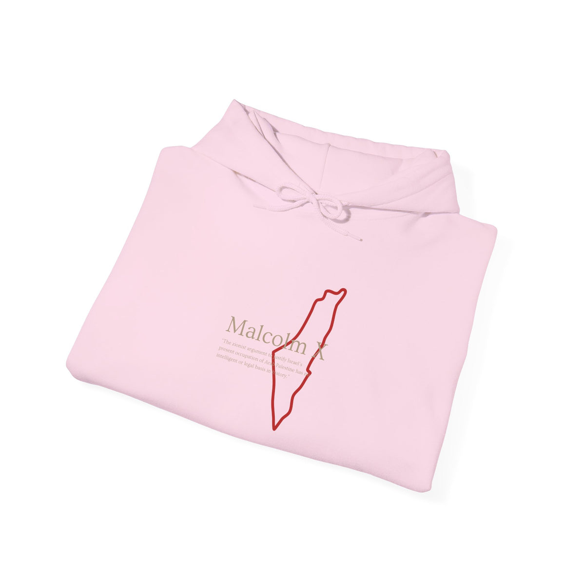 Malcolm X Palestine Quote and Map Hoodie – Minimalist Line Art Map Pullover