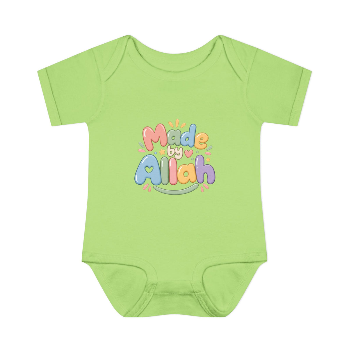 Made by Allah Baby Bodysuit — Pastel Islamic Newborn Onesie