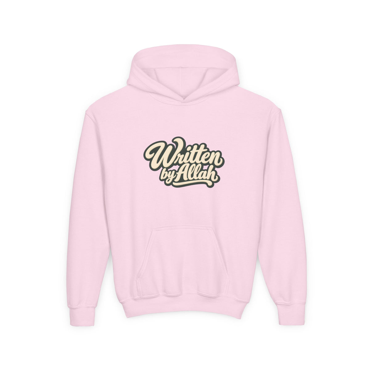 Youth Hoodie — "Written by Allah" Script Pullover for Muslim Kids