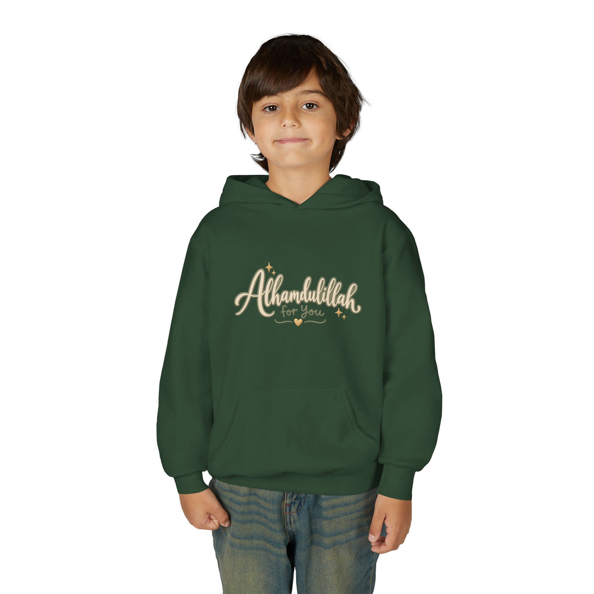 Youth Hoodie – “Alhamdulillah for You” Script Design (Islamic Gratitude Gift)