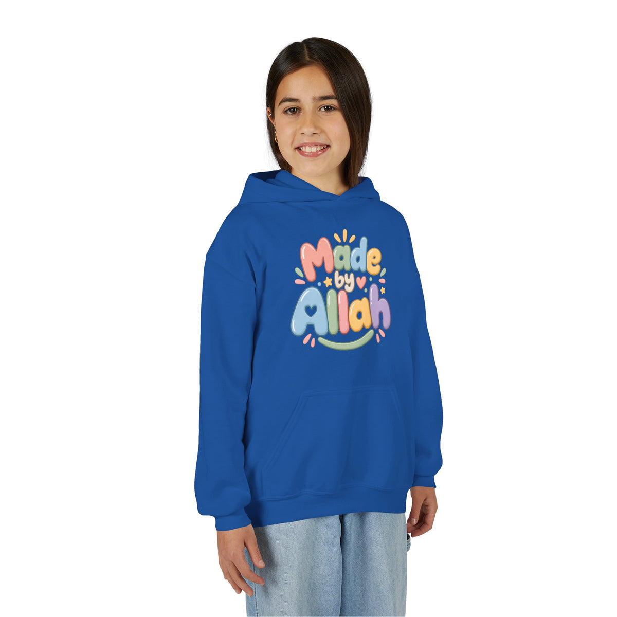 Youth Hoodie — "Made by Allah" Pastel Kids Islamic Pullover