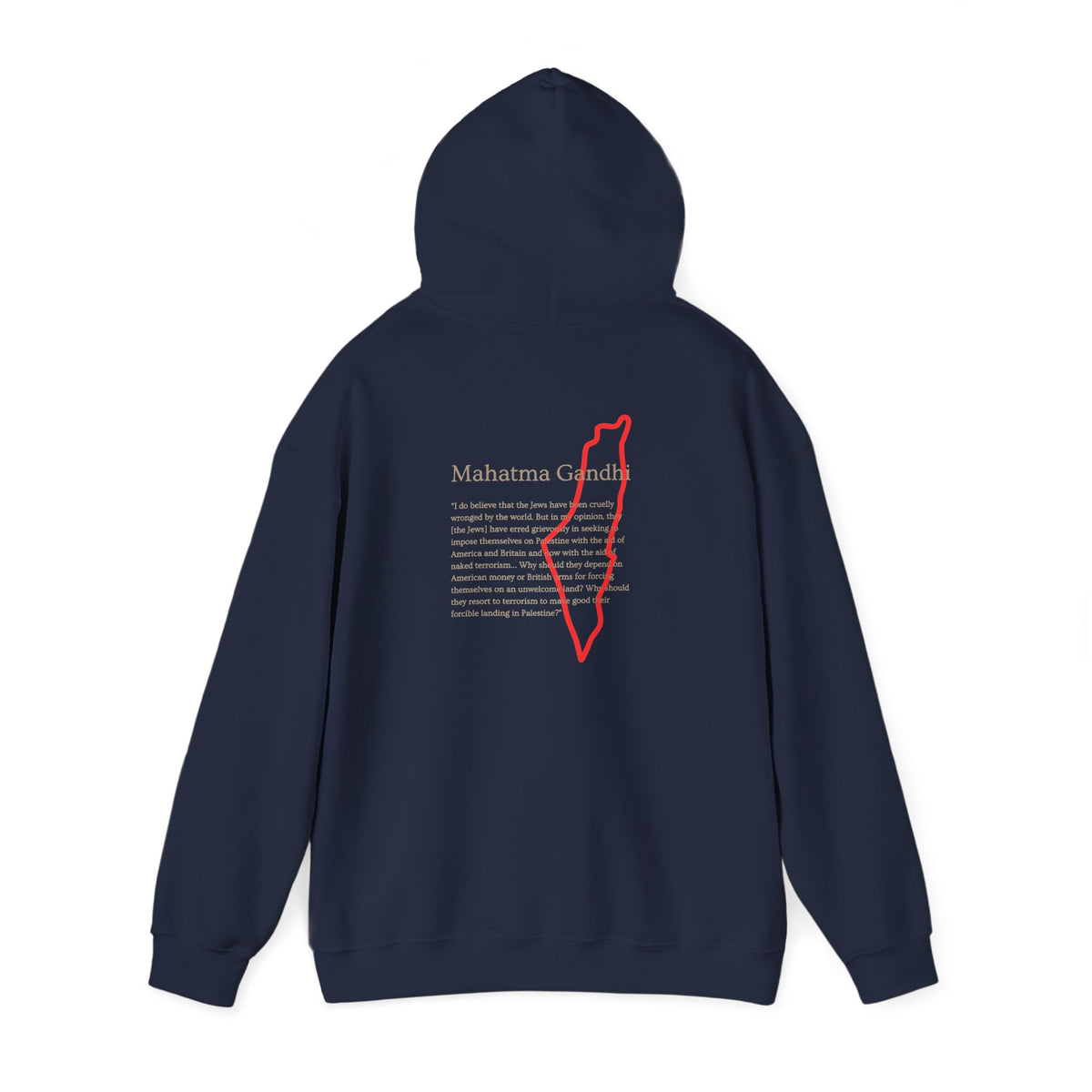 Hoodie — Mahatma Gandhi Quote with Red Palestine Map Outline