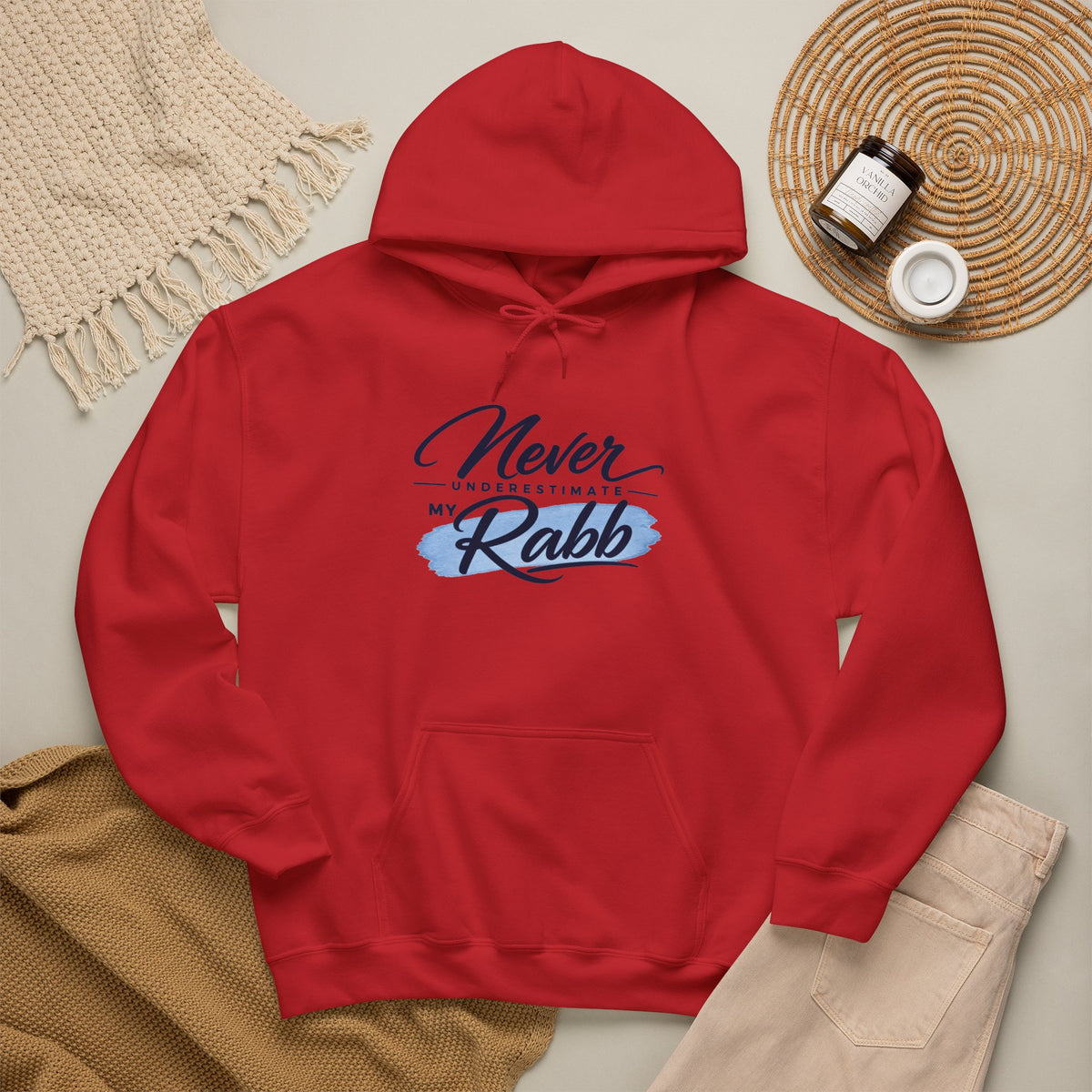 Never Underestimate My Rabb Hoodie — Inspirational Islamic Faith Sweatshirt
