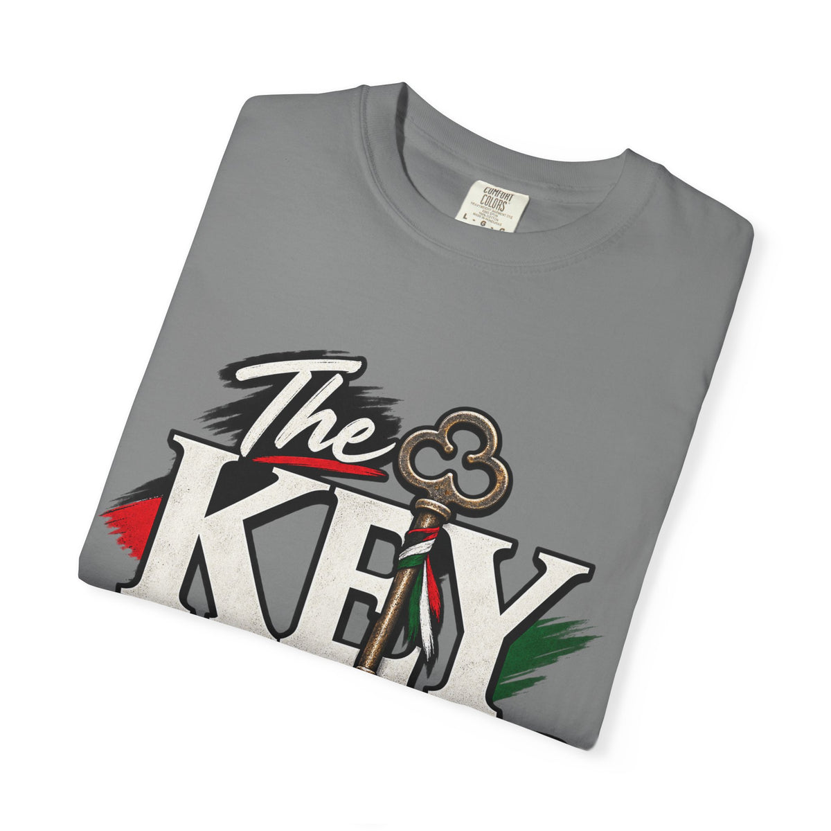Key Still Fits T-Shirt — Vintage Key Graphic Tee with Red & Green Accents
