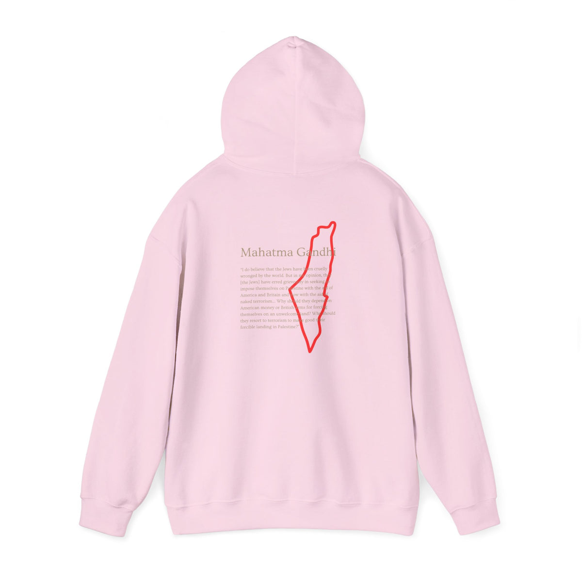 Hoodie — Mahatma Gandhi Quote with Red Palestine Map Outline