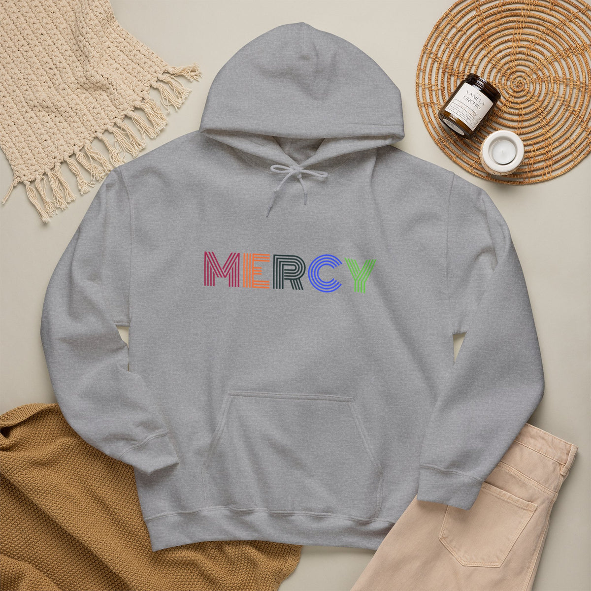 Mercy Hoodie — Colorful Mercy Graphic Hooded Sweatshirt