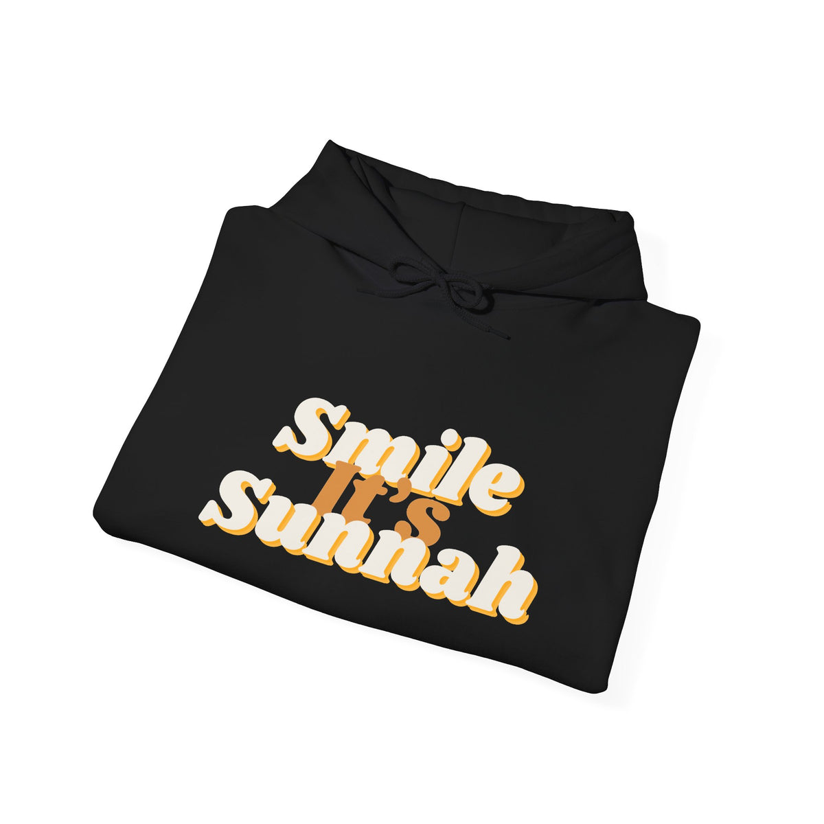 Smile It's Sunnah Hoodie — Retro Yellow Script Hoodie