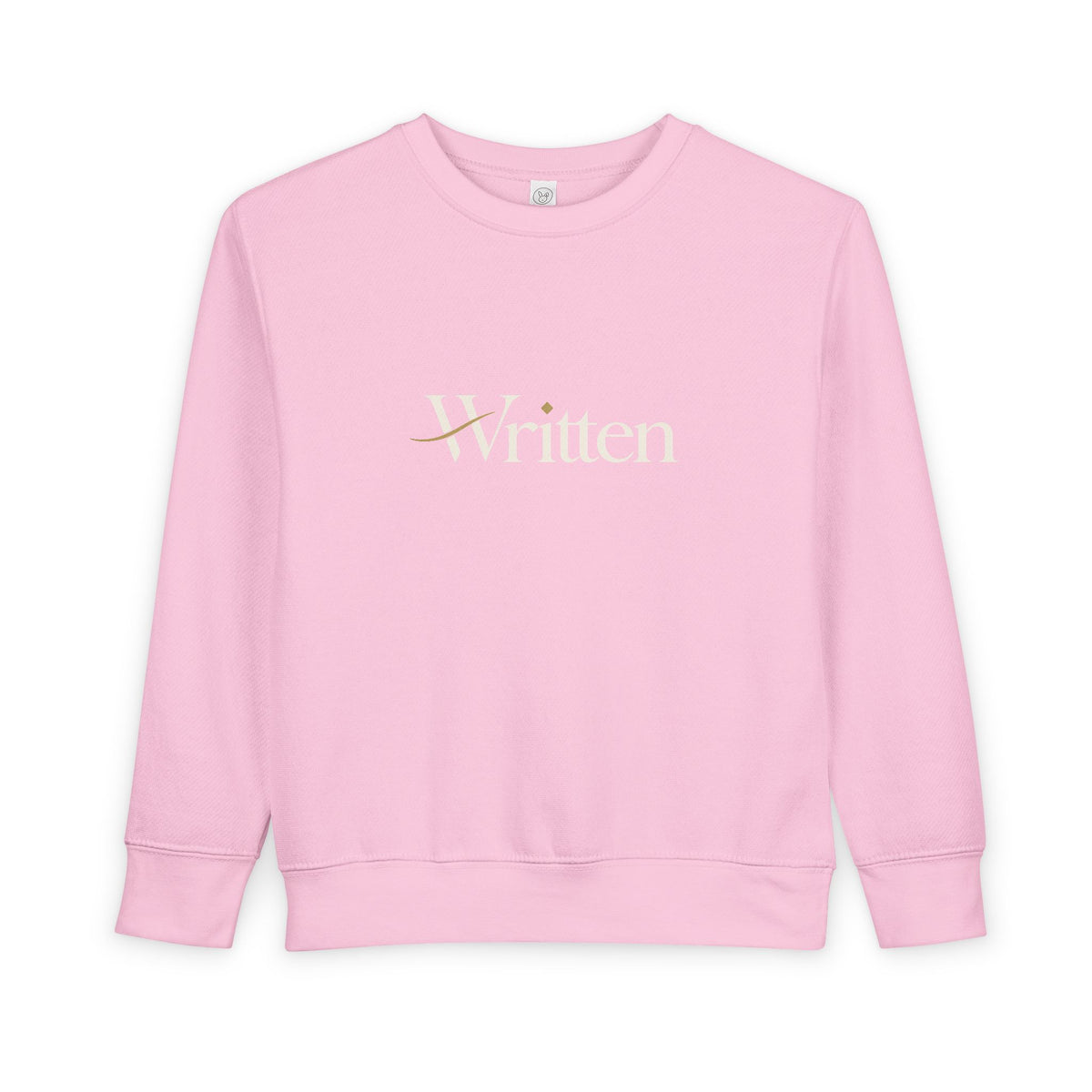 Toddler Sweatshirt - "Written" Minimalist Kids Crewneck, Cozy Gray Graphic Sweater for Little Readers & Writers