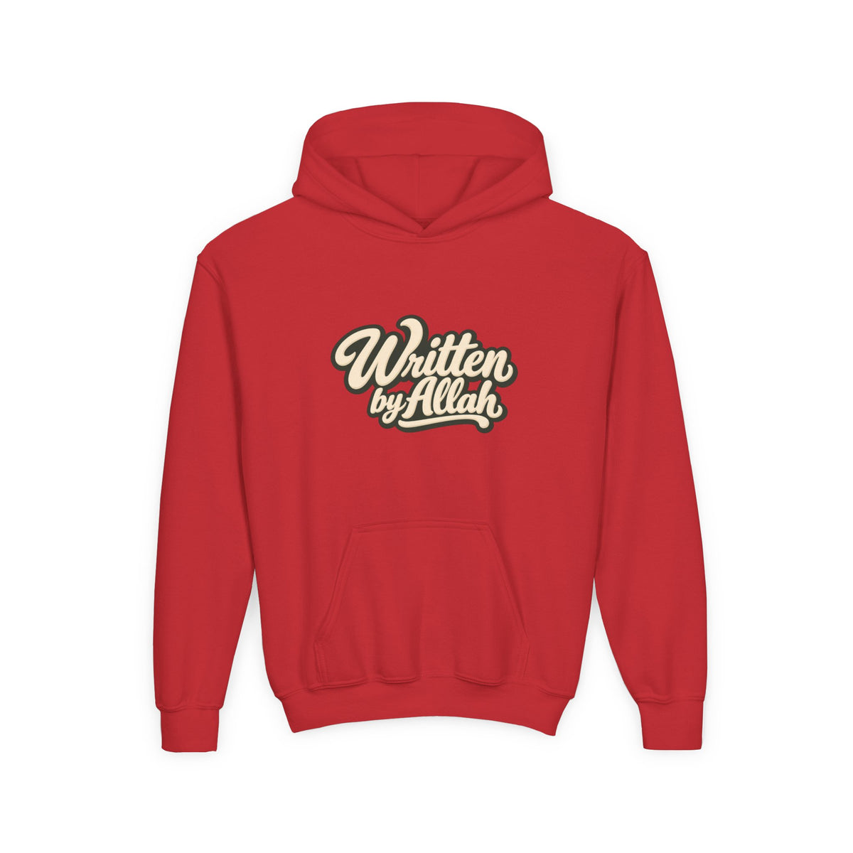 Youth Hoodie — "Written by Allah" Script Pullover for Muslim Kids