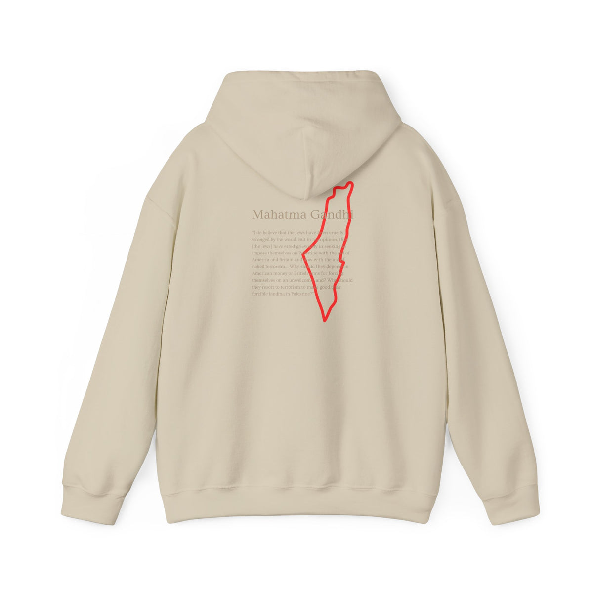 Hoodie — Mahatma Gandhi Quote with Red Palestine Map Outline
