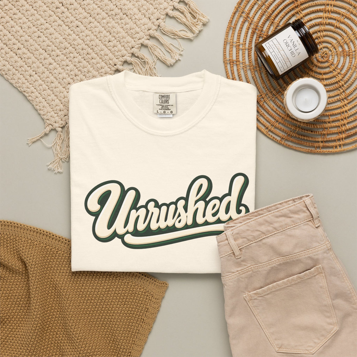 Unrushed Script T-Shirt — Vintage Retro Graphic Tee